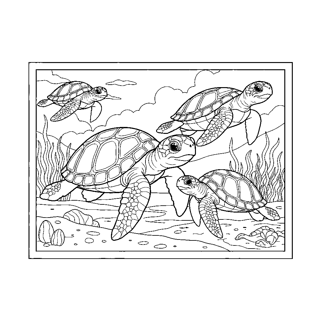 Turtle Tandem on Ocean Floor