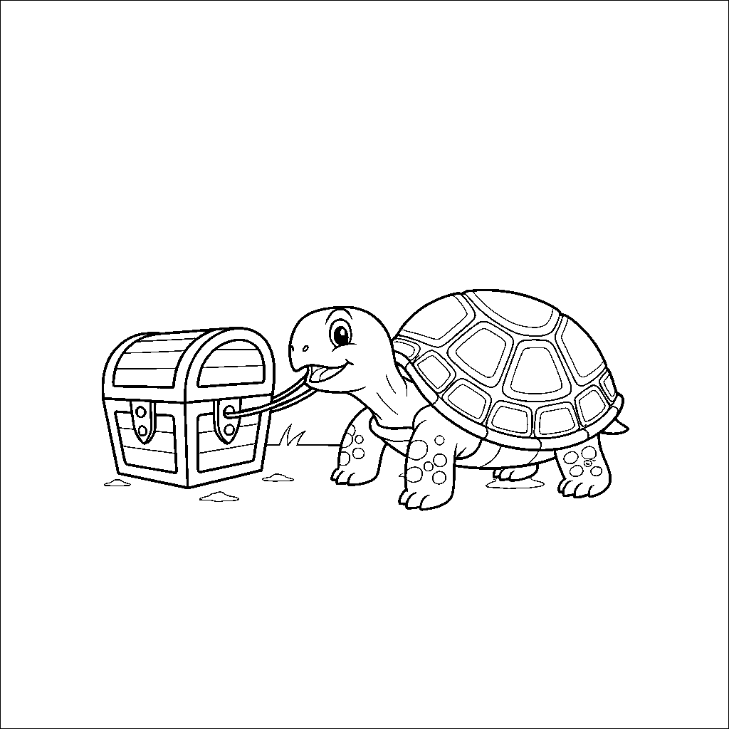 Schildkröte mit einer Schatztruhe