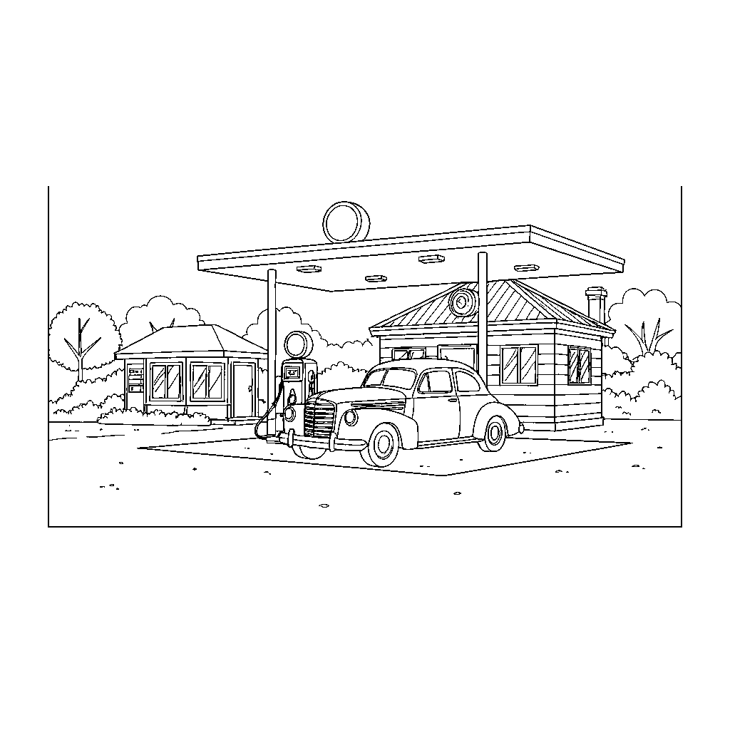 Vintage Tankstelle Road Trip