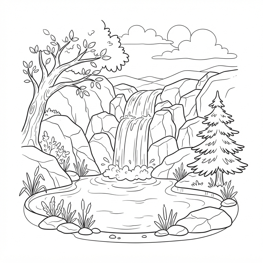 Waterfall Pouring Into a Pond
