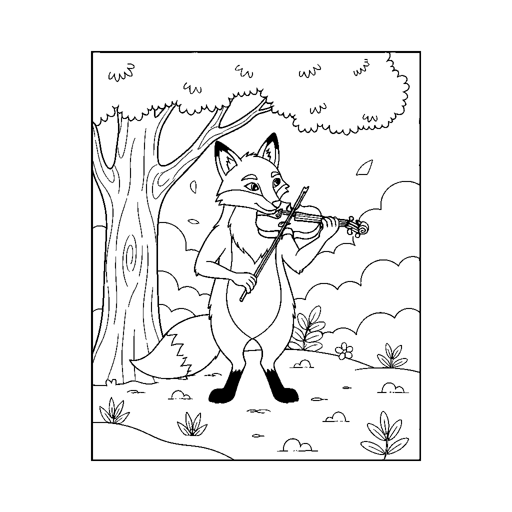 Whimsical Fox with a Violin