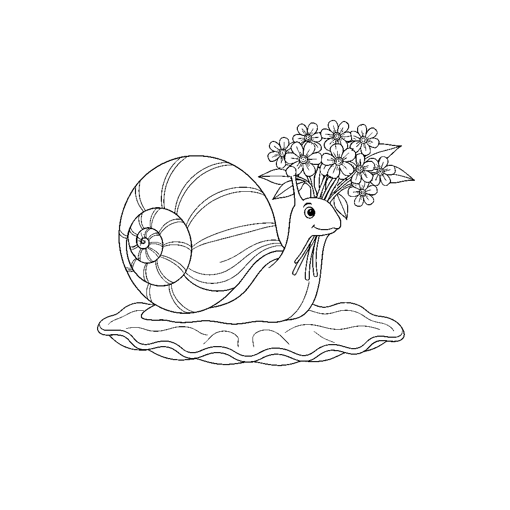 Whimsical Snail and Blossoms