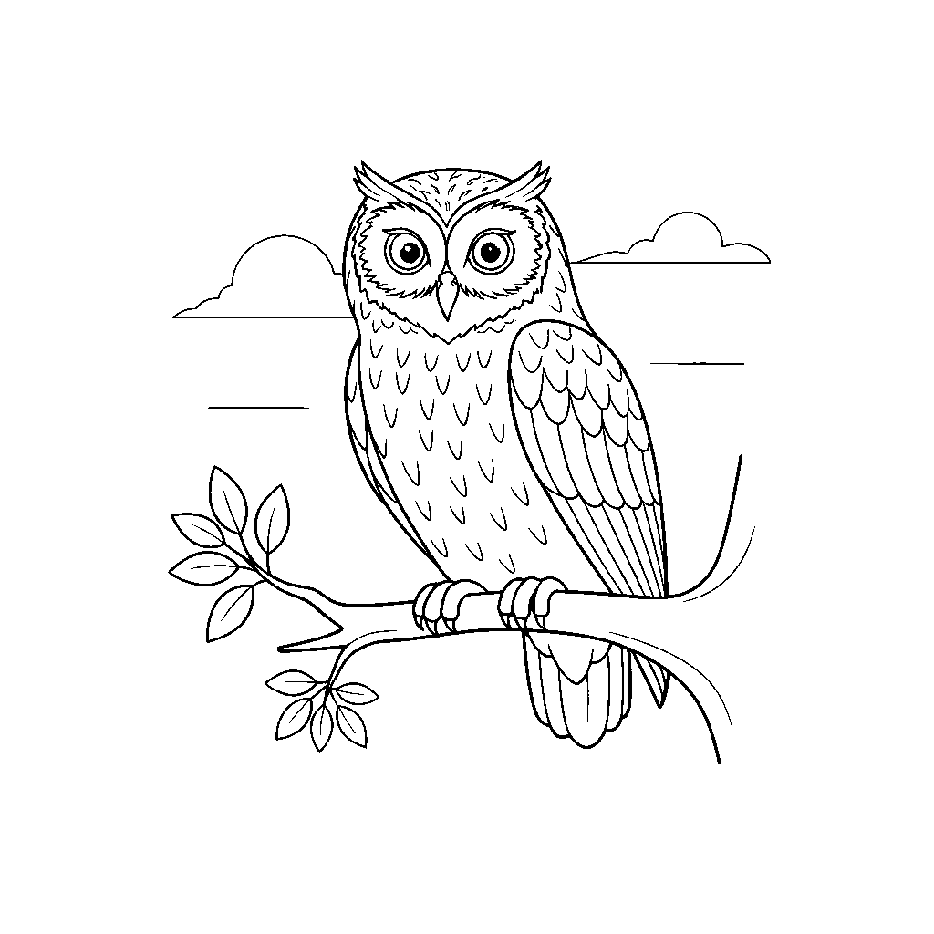 Wise Owl on a Branch
