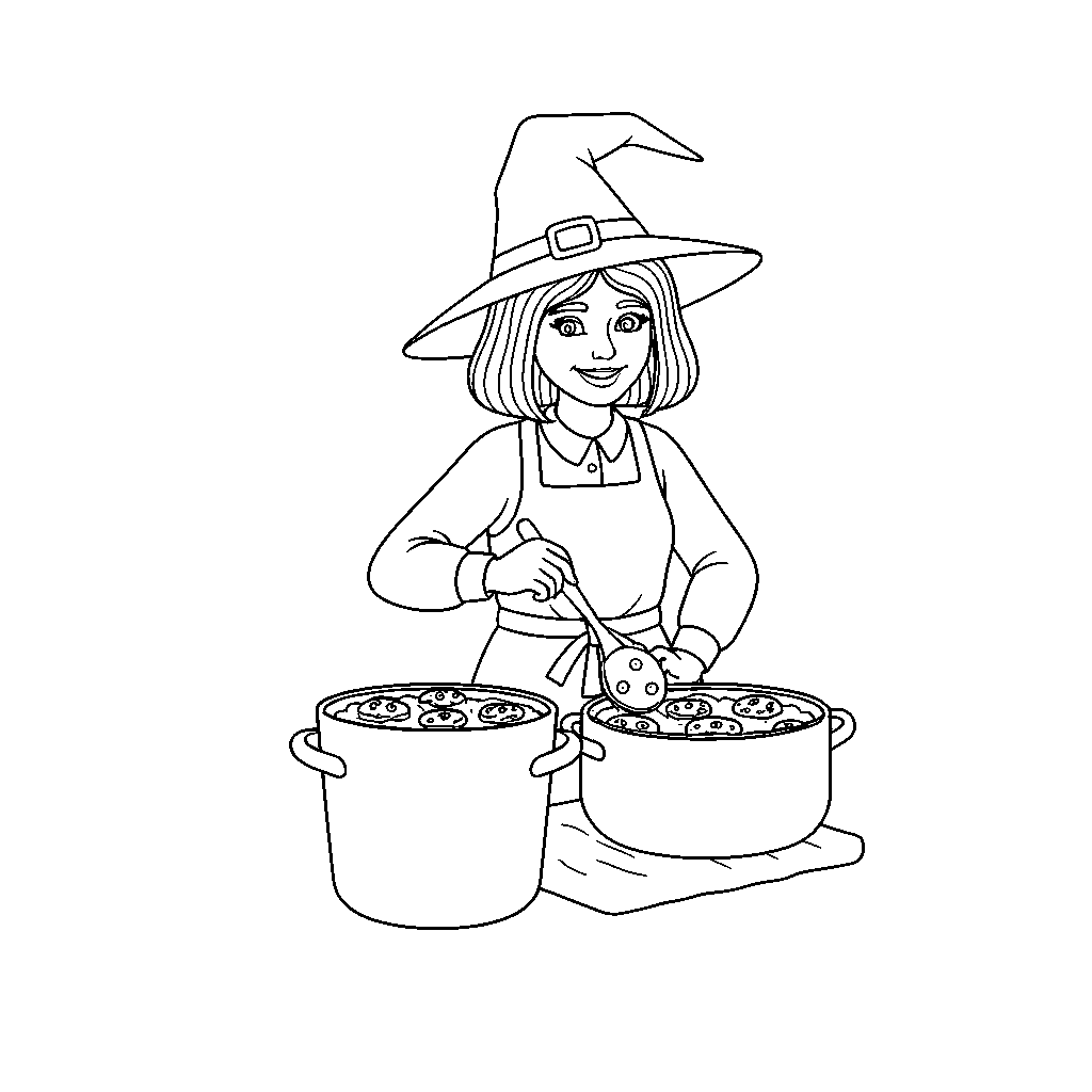 Häxa Bakande Kakor i Kitteln